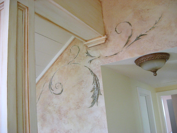 venetian plaster with raised plaster stencil